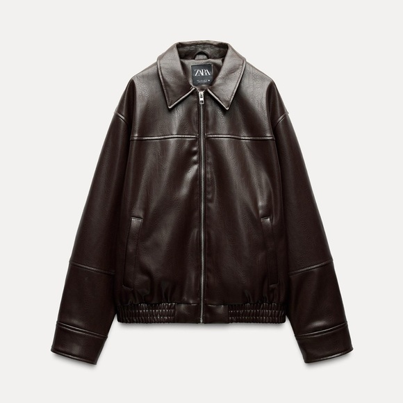 Zara FAUX LEATHER BOMBER JACKET - Picture 2 of 8